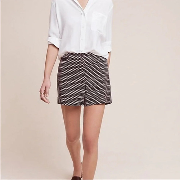 Anthropologie Cartonnier Brown High Rise Side Button Ikat Shorts Size 4 - Picture 3 of 11